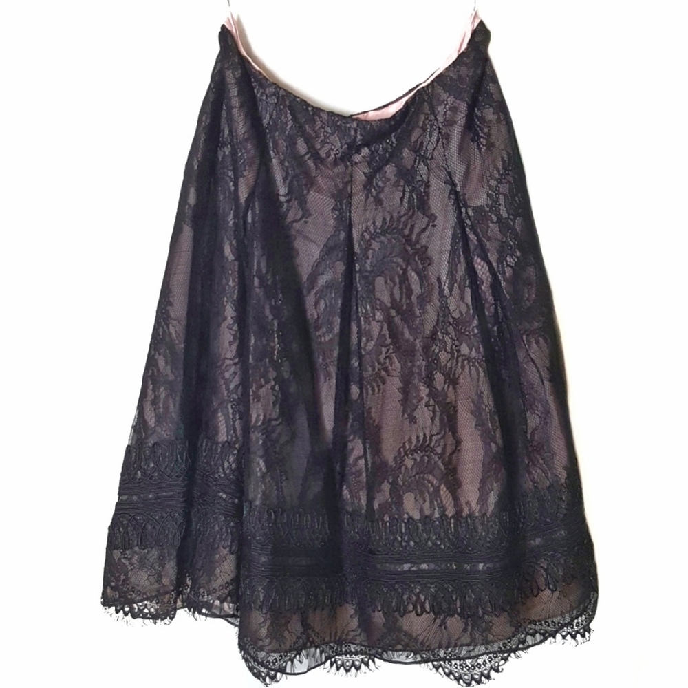Kay Unger black and pink lace skirt size 2 5 for $25